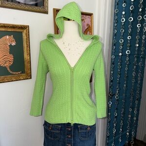 Vintage Y2K Jones Studio Lime Green Hooded Cardigan